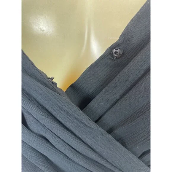 Do+Be Black Draped Midi Dress With Spaghetti Straps Elegant Size S - New - Picture 5 of 10